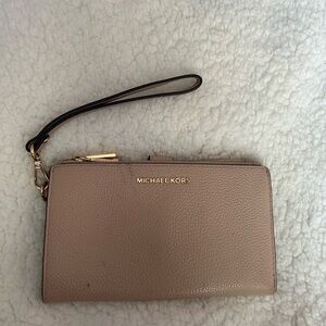 Michael Kors Beige Leather Wristlet